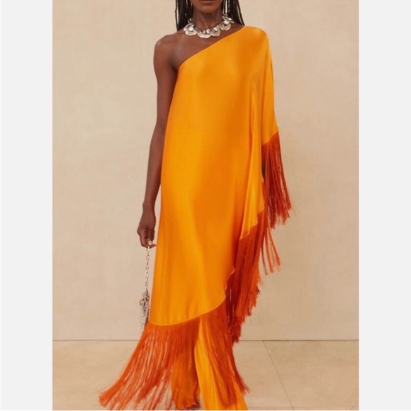Orange Fringe One-Shoulder Jumpsuit - Picture 2 of 2